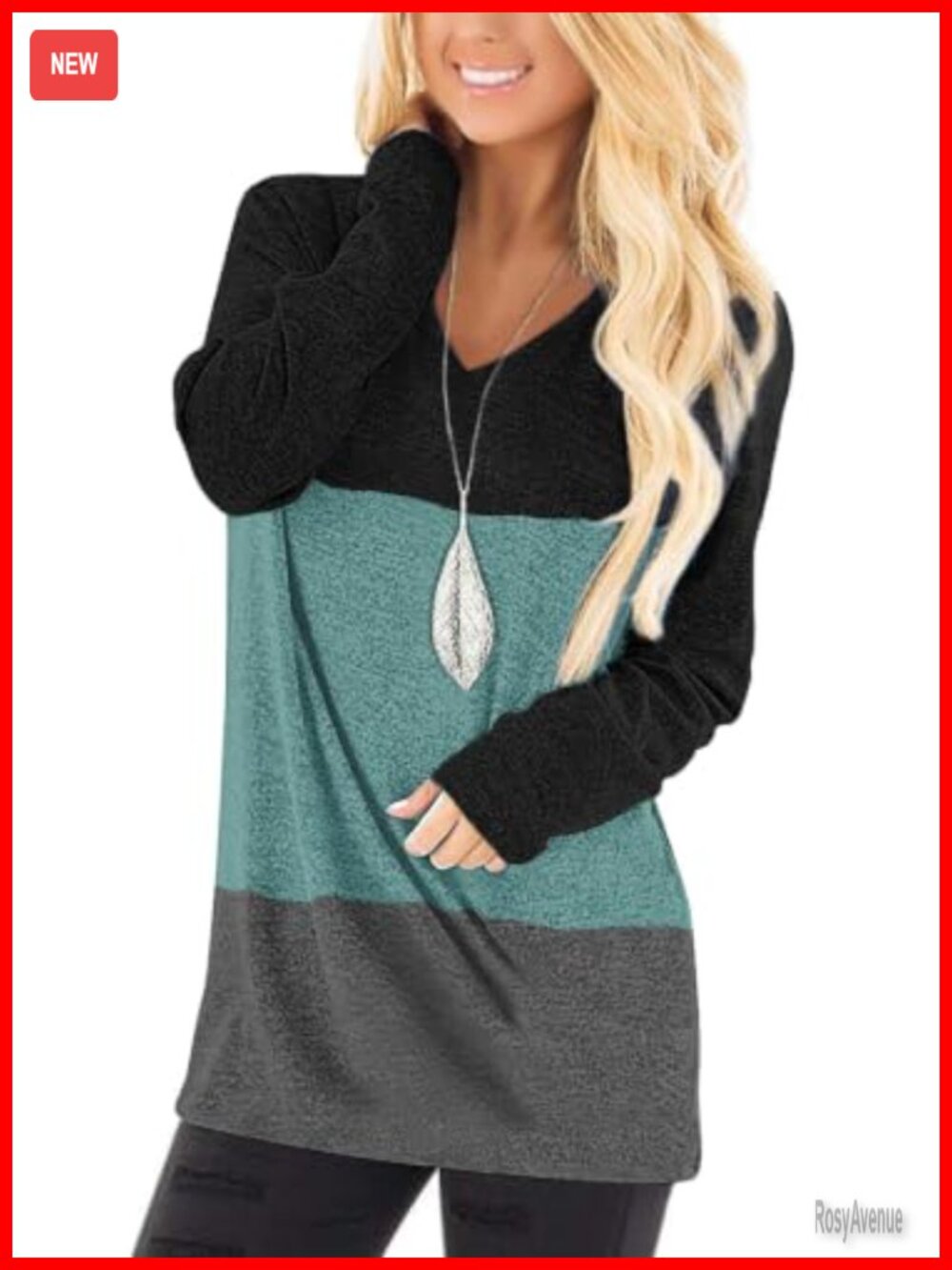 Women's Tunic Top Long Sleeve V Neck Loose Fit Casual Fall Layer Tee